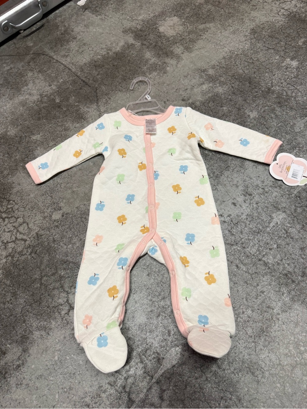 Baby Floral Footed One-Piece Pajamas - Cream with Pastel Flowers